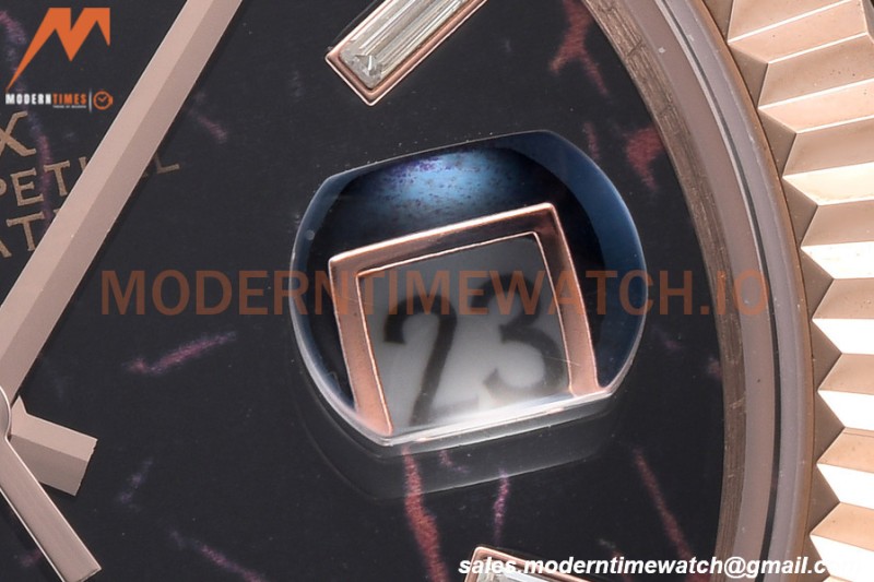 Rolex - DayDate 40mm Flt/Pres RG/RG Black Diamond GDF MY8215