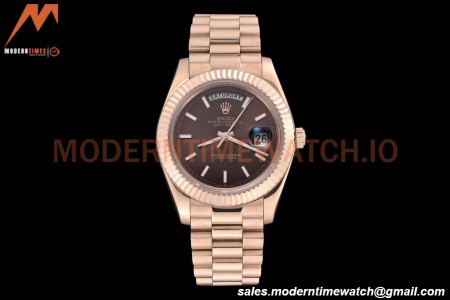 Rolex - DayDate 40mm Flt/Pres RG/RG Black Diamond GDF MY8215