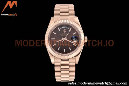 Rolex - DayDate 40mm Flt/Pres RG/RG Black Diamond GDF MY8215