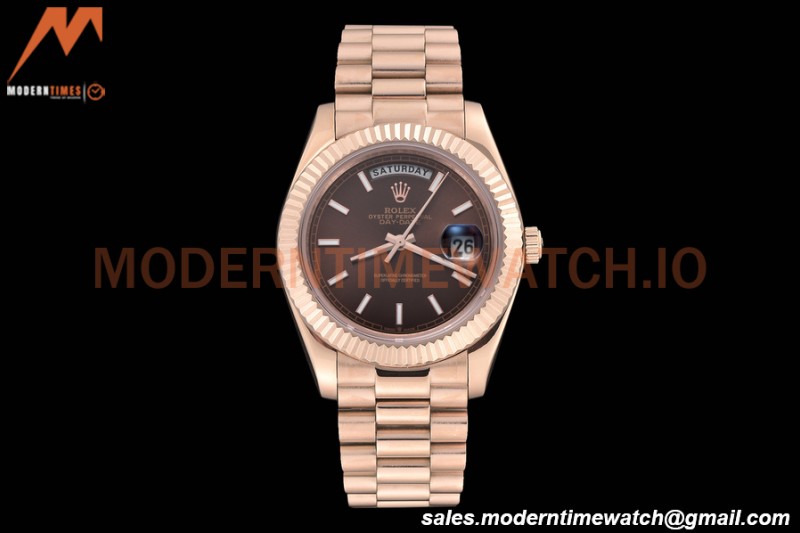 Rolex - DayDate 40mm Flt/Pres RG/RG Black Diamond GDF MY8215