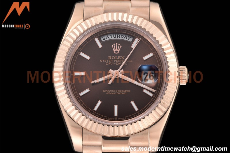 Rolex - DayDate 40mm Flt/Pres RG/RG Black Diamond GDF MY8215