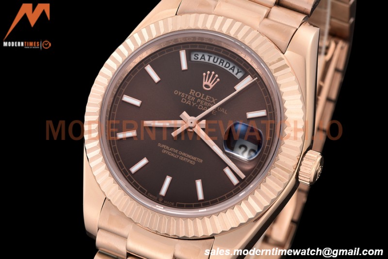 Rolex - DayDate 40mm Flt/Pres RG/RG Black Diamond GDF MY8215