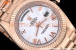 Rolex - DayDate 40mm Flt/Pres RG/RG White Roman GDF MY8215
