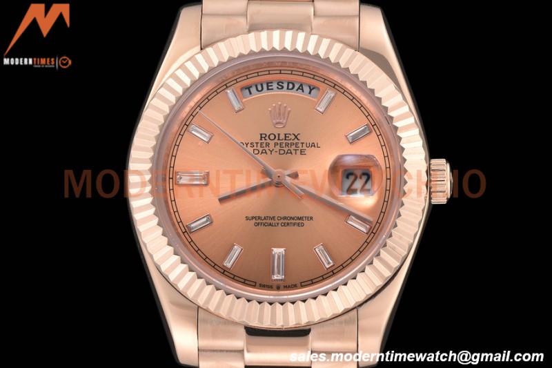 Rolex - DayDate 40mm Flt/Pres RG/RG Champagne Diamond GDF MY8215