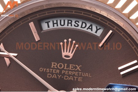 Rolex - DayDate 40mm Flt/Pres RG/RG Brown Roman GDF MY8215
