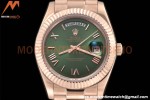 Rolex - DayDate 40mm Flt/Pres RG/RG Green Roman GDF MY8215