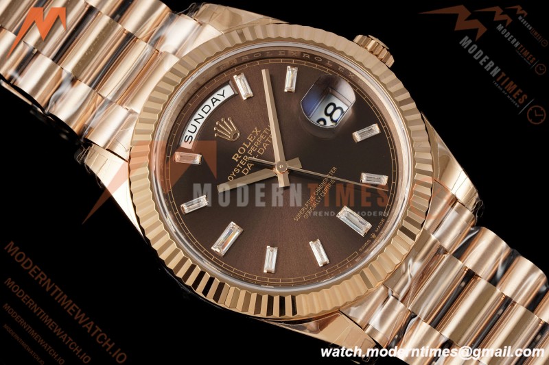 Rolex - DayDate 228235 40mm Flt Pres RG/RG Brn/Dia VSF V2 VS3255