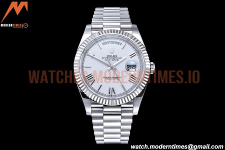 Rolex - DayDate 40mm Flt Pres SS/SS Wht/Rm EWF VR3255