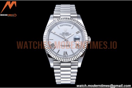 Rolex - DayDate 40mm Flt Pres SS/SS Wht/Rm EWF VR3255