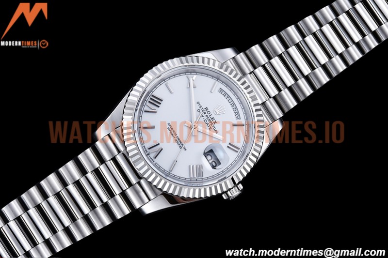 Rolex - DayDate 40mm Flt Pres SS/SS Wht/Rm EWF VR3255