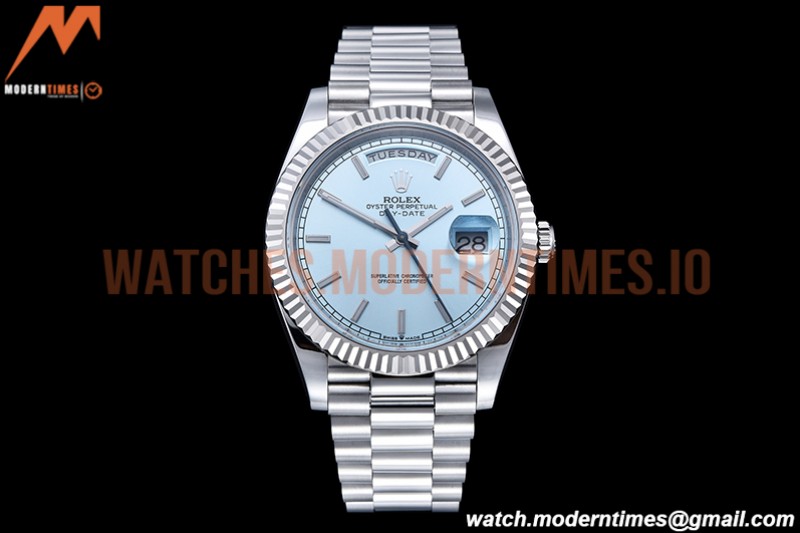 Rolex - DayDate 40mm Flt Pres SS/SS I-Blue/Stk EWF VR3255