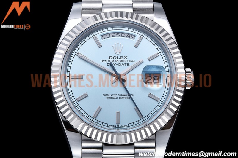 Rolex - DayDate 40mm Flt Pres SS/SS I-Blue/Stk EWF VR3255