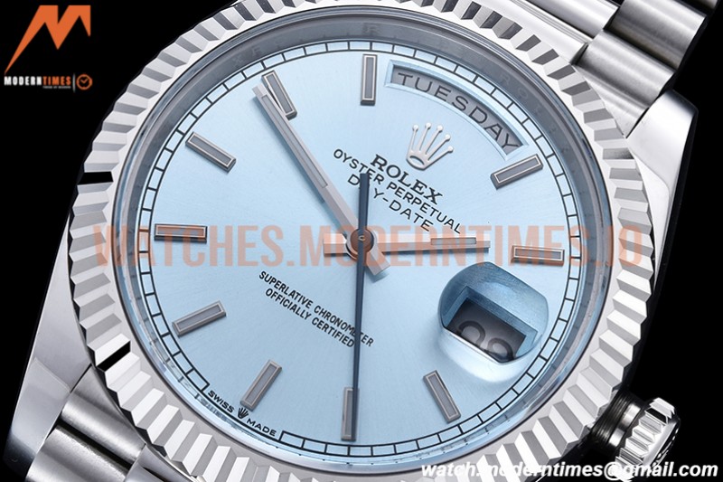 Rolex - DayDate 40mm Flt Pres SS/SS I-Blue/Stk EWF VR3255