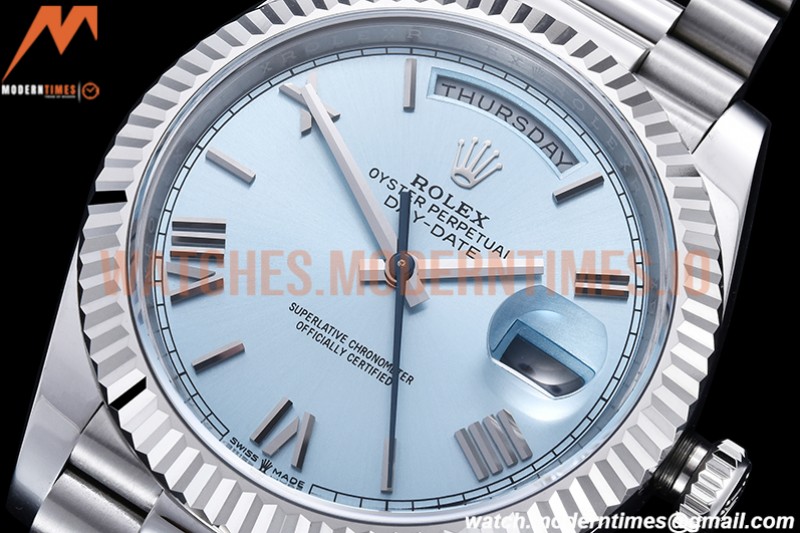 Rolex - DayDate 40mm Flt Pres SS/SS I-Blue/Rm EWF VR3255