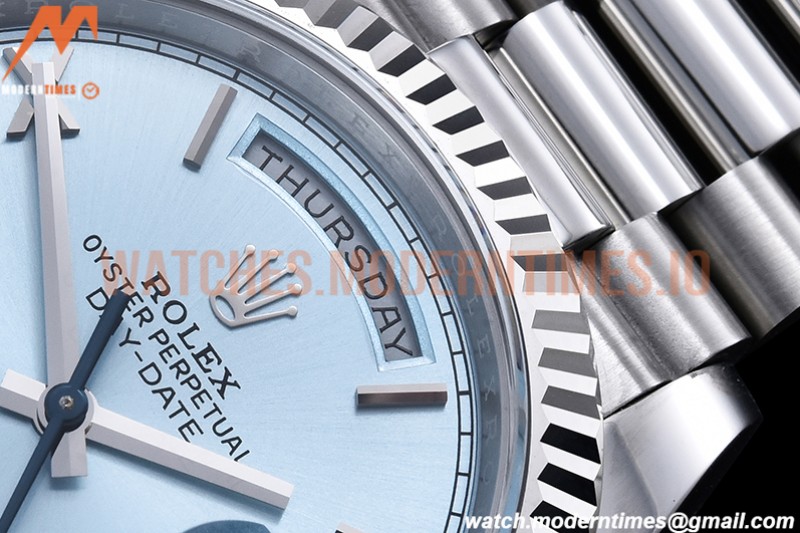 Rolex - DayDate 40mm Flt Pres SS/SS I-Blue/Rm EWF VR3255