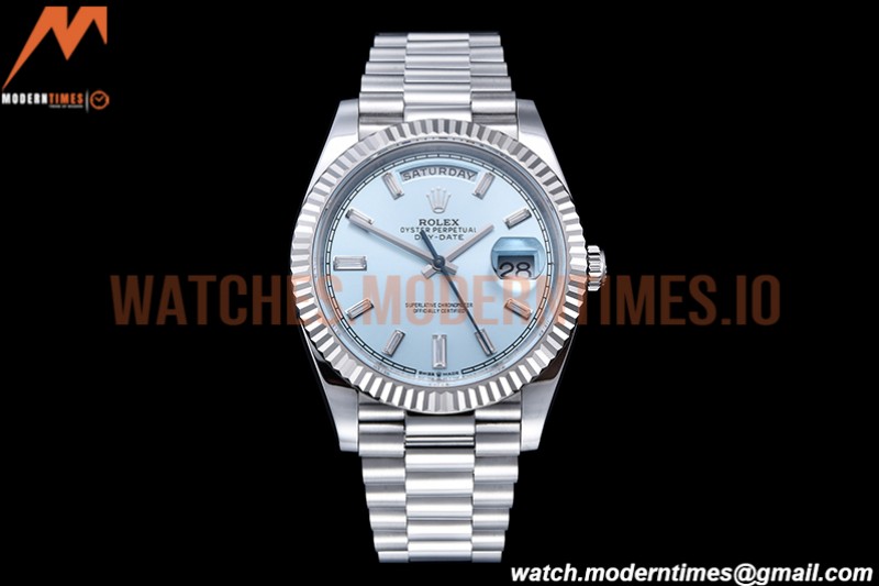 Rolex - DayDate 40mm Flt Pres SS/SS I-Blue/Dia EWF VR3255