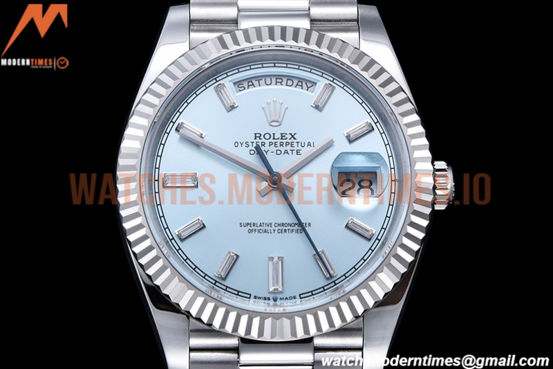 Rolex - DayDate 40mm Flt Pres SS/SS I-Blue/Dia EWF VR3255