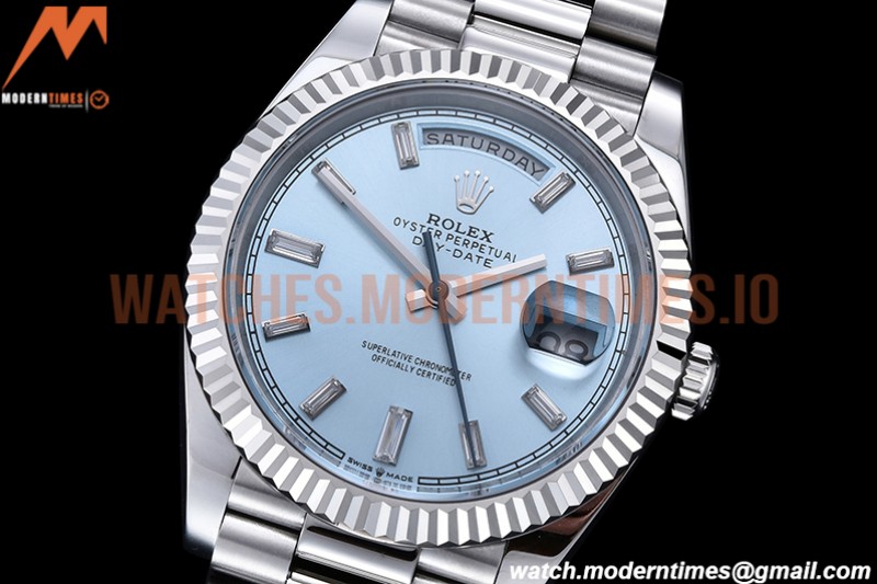 Rolex - DayDate 40mm Flt Pres SS/SS I-Blue/Dia EWF VR3255