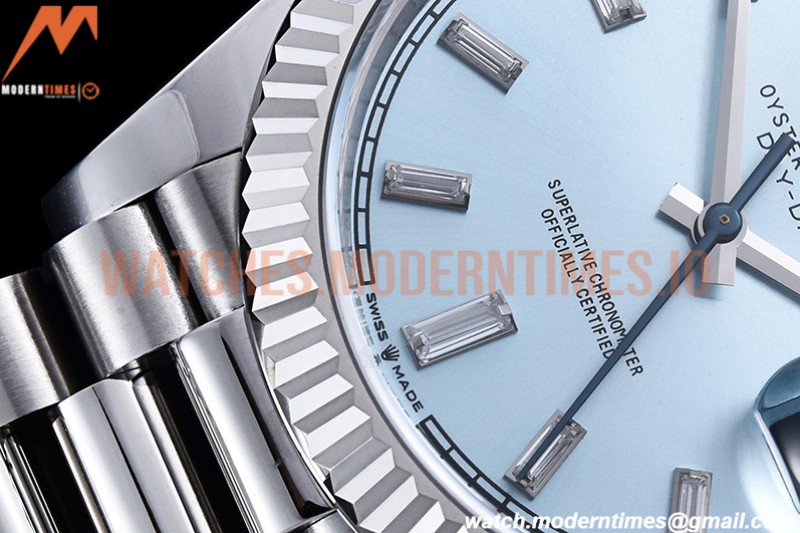 Rolex - DayDate 40mm Flt Pres SS/SS I-Blue/Dia EWF VR3255