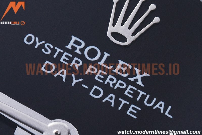 Rolex - DayDate 40mm Flt Pres SS/SS Black/Stk EWF VR3255