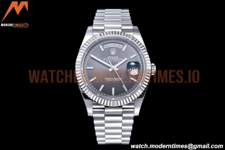 Rolex - DayDate 40mm Flt Pres SS/SS Grey/Stk EWF VR3255