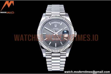 Rolex - DayDate 40mm Flt Pres SS/SS Grey/Stk EWF VR3255