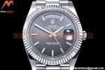 Rolex - DayDate 40mm Flt Pres SS/SS Grey/Stk EWF VR3255