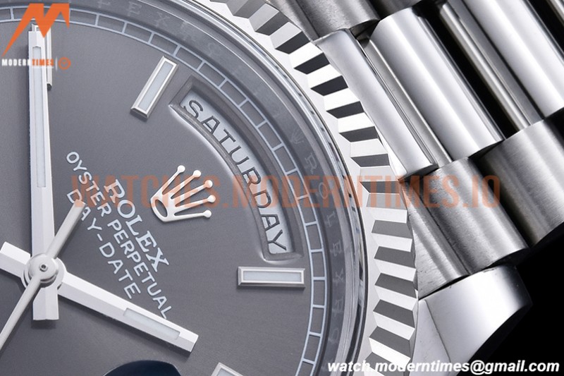 Rolex - DayDate 40mm Flt Pres SS/SS Grey/Stk EWF VR3255