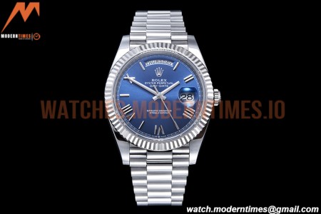 Rolex - DayDate 40mm Flt Pres SS/SS Blue/Rm EWF VR3255