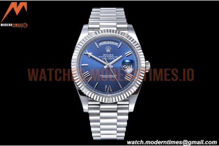 Rolex - DayDate 40mm Flt Pres SS/SS Blue/Rm EWF VR3255