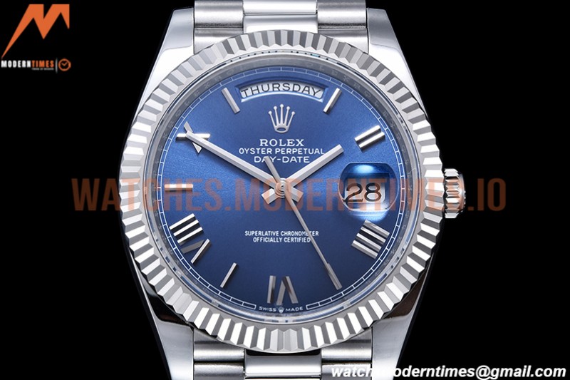 Rolex - DayDate 40mm Flt Pres SS/SS Blue/Rm EWF VR3255