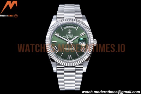 Rolex - DayDate 40mm Flt Pres SS/SS Grn/Rm EWF VR3255