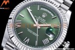 Rolex - DayDate 40mm Flt Pres SS/SS Grn/Rm EWF VR3255