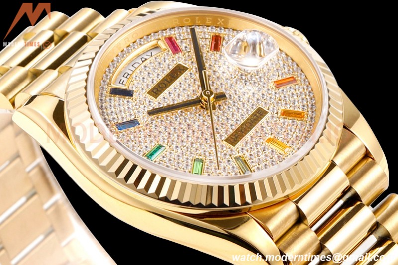 Rolex - DayDate 36mm 128238 Flt Pres YG/YG Diamond Dial RAF A2836