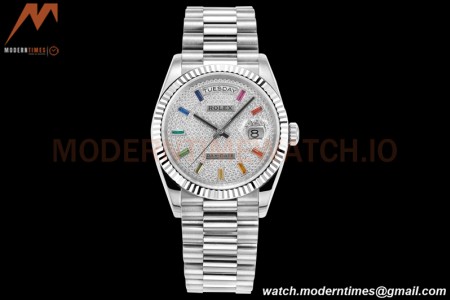 Rolex - DayDate 36mm 128239 Flt Pres SS/SS Diamond Dial RAF A2836
