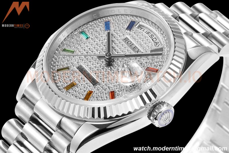 Rolex - DayDate 36mm 128239 Flt Pres SS/SS Diamond Dial RAF A2836