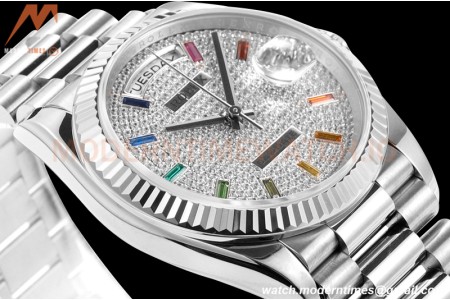Rolex - DayDate 36mm 128239 Flt Pres SS/SS Diamond Dial RAF A2836