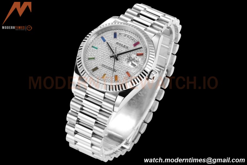 Rolex - DayDate 36mm 128239 Flt Pres SS/SS Diamond Dial RAF A2836