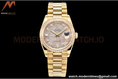 Rolex - DayDate 36mm 118348 Flt Pres YG/YG Dia Meteorite Dial RAF A2836