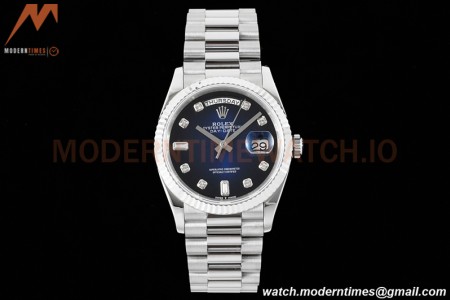 Rolex - DayDate 36mm 128239 Flt Pres SS/SS Blue/Diam RAF A2836