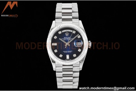Rolex - DayDate 36mm 128239 Flt Pres SS/SS Blue/Diam RAF A2836