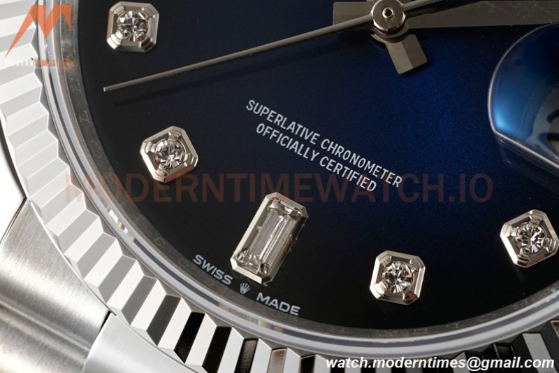 Rolex - DayDate 36mm 128239 Flt Pres SS/SS Blue/Diam RAF A2836