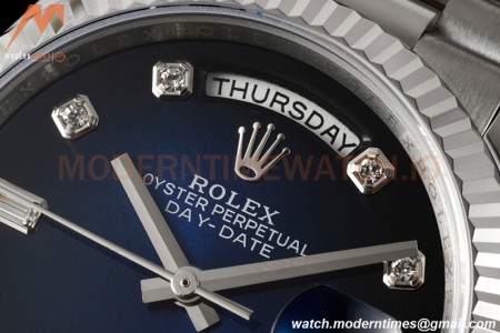 Rolex - DayDate 36mm 128239 Flt Pres SS/SS Blue/Diam RAF A2836