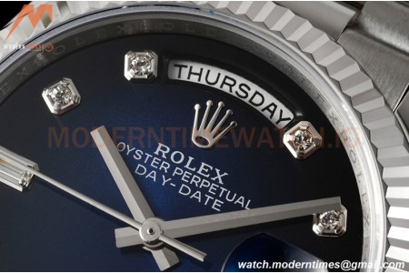 Rolex - DayDate 36mm 128239 Flt Pres SS/SS Blue/Diam RAF A2836