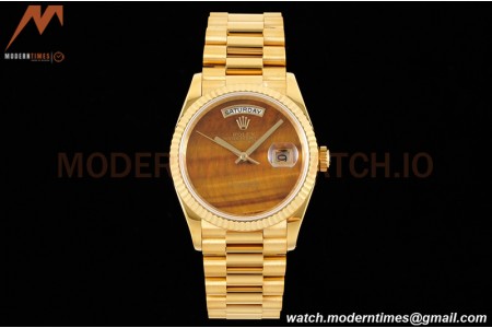 Rolex - DayDate 36mm 18038 Flt Pres YG/YG Tiger Eye Dial RAF A2836