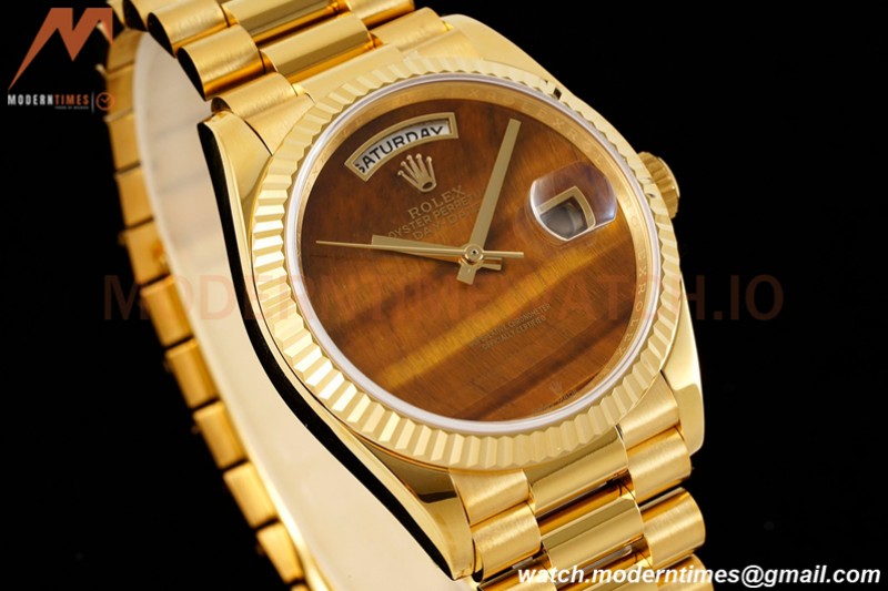 Rolex - DayDate 36mm 18038 Flt Pres YG/YG Tiger Eye Dial RAF A2836