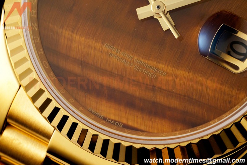 Rolex - DayDate 36mm 18038 Flt Pres YG/YG Tiger Eye Dial RAF A2836