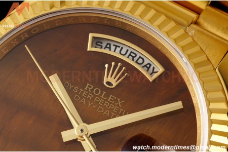 Rolex - DayDate 36mm 18038 Flt Pres YG/YG Tiger Eye Dial RAF A2836