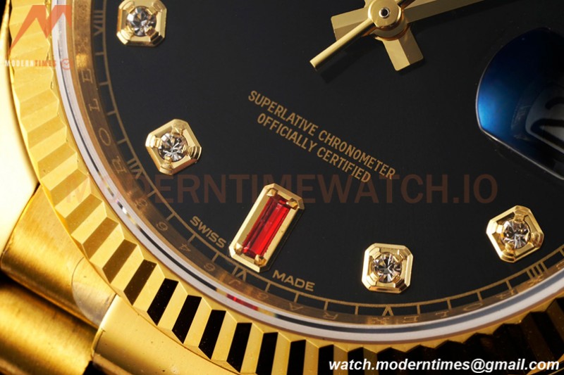 Rolex - DayDate 36mm 118238 Flt Pres YG/YG Black Dial RAF A2836