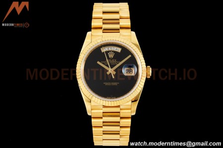 Rolex - DayDate 36mm 18238 Flt Pres YG/YG Onyx Black Dial RAF A2836